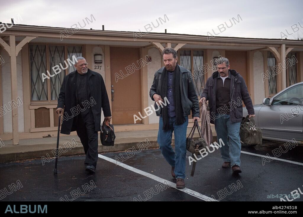 BRYAN CRANSTON, LAURENCE FISHBURNE and STEVE CARELL in LAST FLAG FLYING, 2017, directed by RICHARD LINKLATER. Copyright Amazon Studios / Big Indie Pictures / Detour Filmproduction.