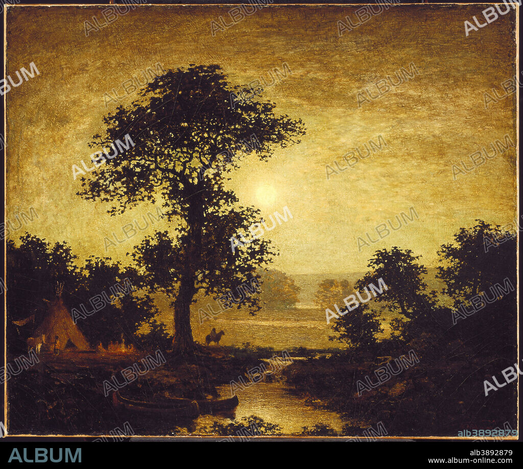 RALPH ALBERT BLAKELOCK. Moonlight. Date/Period: Ca. 1885-1889. Painting. Oil on canvas.