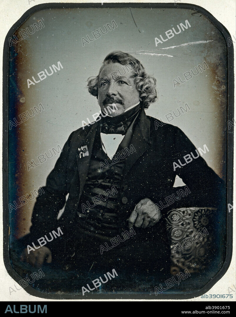 JEAN BAPTISTE SABATIER-BLOT. Louis Jacques Mande Daguerre. Date/Period: 1844. Daguerreotype. Width: 6.9 cm. Height: 9.1 cm (Image).