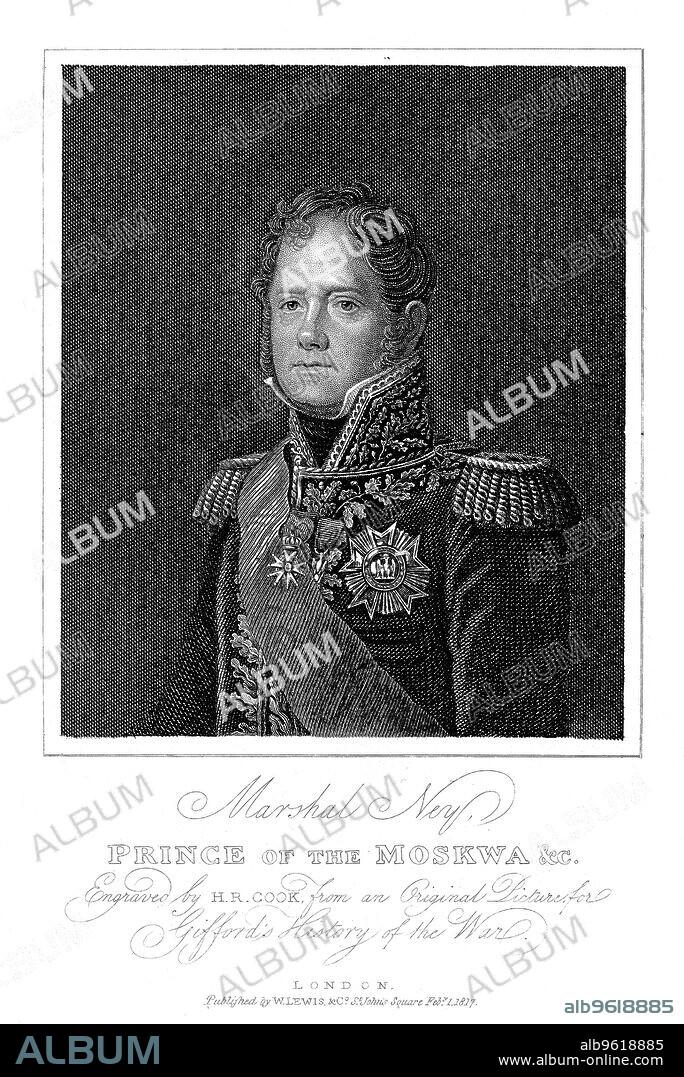 Michel Ney, French soldier of the Napoleonic Wars, 1817. Ney (1769-1815) was made a Marshal of France in 1804. He commanded the French army at the Battle of Friedland (1807) and at Borodino and Smolensk (1812), after which Napoleon awarded him the title Prince of the Moskwa. Ney commanded the rearguard of Napoleon's epic retreat from Moscow, and the French centre at Waterloo (1815). He was shot for treason after the capitulation of Paris.
