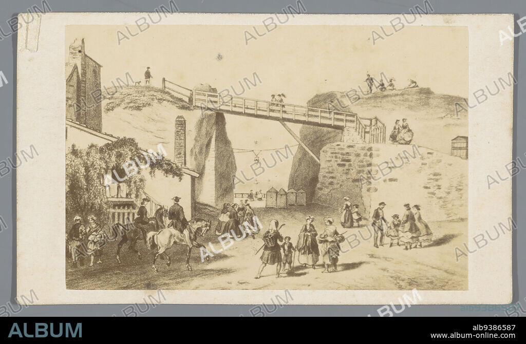 Photoreproduction of a drawing of a scene in a place, Alfred le Jeune Chardon (mentioned on object), intermediary draughtsman: anonymous, Paris, 1855 - 1885, paper, cardboard, albumen print, height 61 mm × width 104 mm.