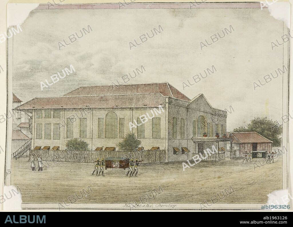 JOHN BROWNRIGG BELLASIS. Illustration of Indian building in the Deccan, colonial architecture. Album of drawings and prints in Western India. London England. Bellasis, John Brownrigg (1806-1890); Album of 414 drawings and scraps, and 9 prints of landscapes, architecture, natural history, and people, including Indian costumes and military uniforms. Made in W. India and the Deccan, 1822-56, and during a journey overland to England, 1840. Source: WD 1478 12.