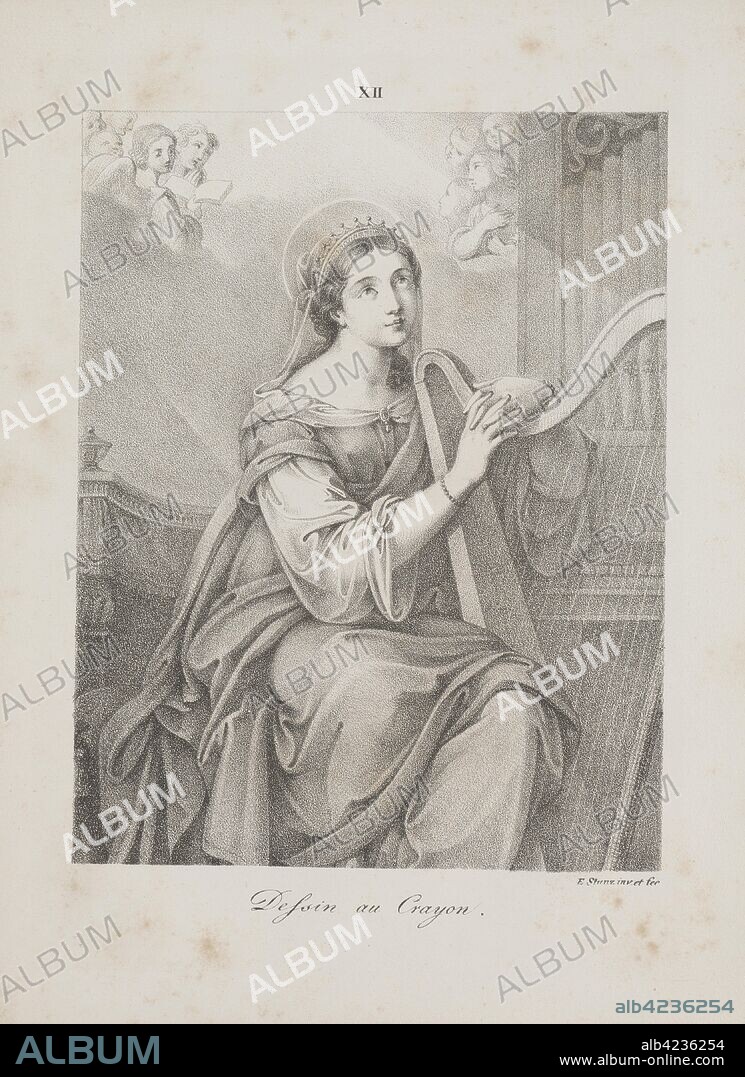 Art of the Lithograph: Saint Cecily, Plate XII, 1819. Alois Senefelder (German, 1771-1834). Lithograph; sheet: 30.3 x 23.6 cm (11 15/16 x 9 5/16 in.); image: 21.1 x 16.3 cm (8 5/16 x 6 7/16 in.).