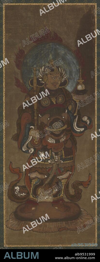 One of the twelve deva: Bishamon-ten (Vaisravana). Origin: Japan. Date: late 15th-early 16th century. Period: Muromachi period. Color and gold on paper.