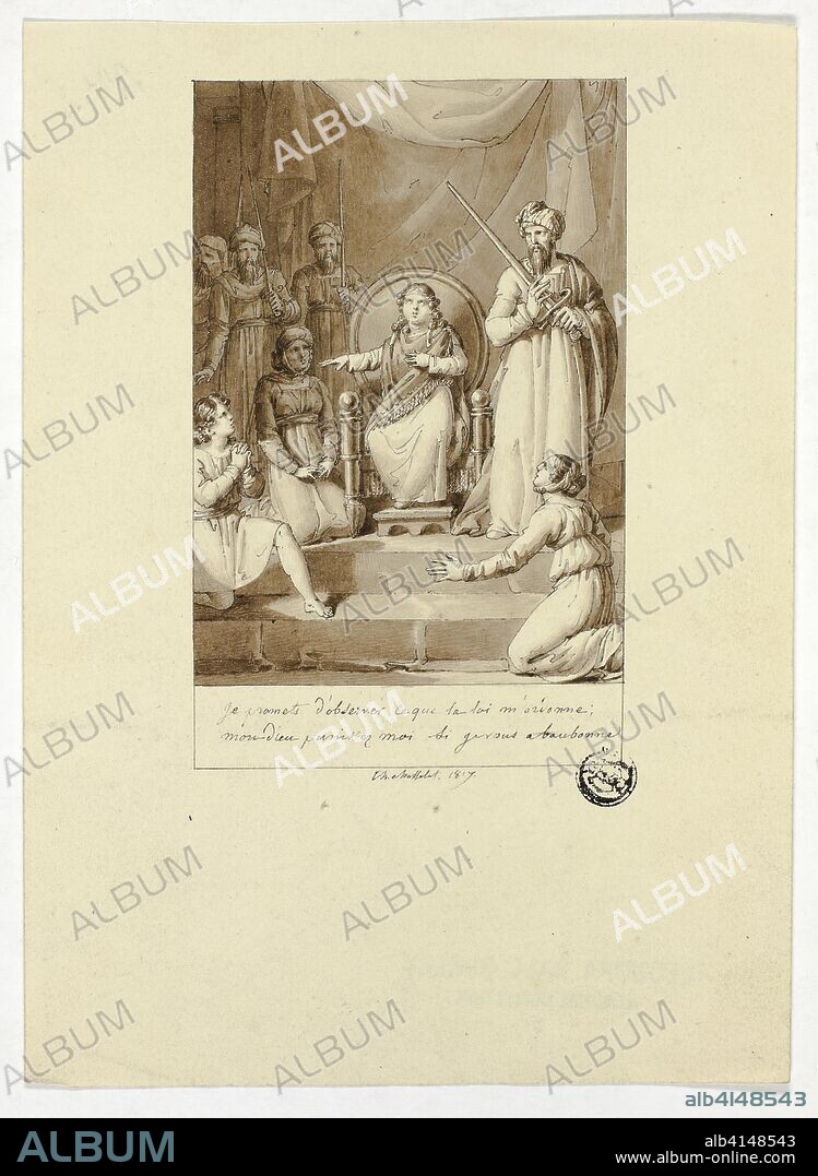 Scene from Racine's Athalie. Charles Abraham Chasselat; French, 1782-1843. Date: 1817. Dimensions: 179 × 130 mm. Pen and black ink and brush and brown wash on cream wove paper. Origin: France.