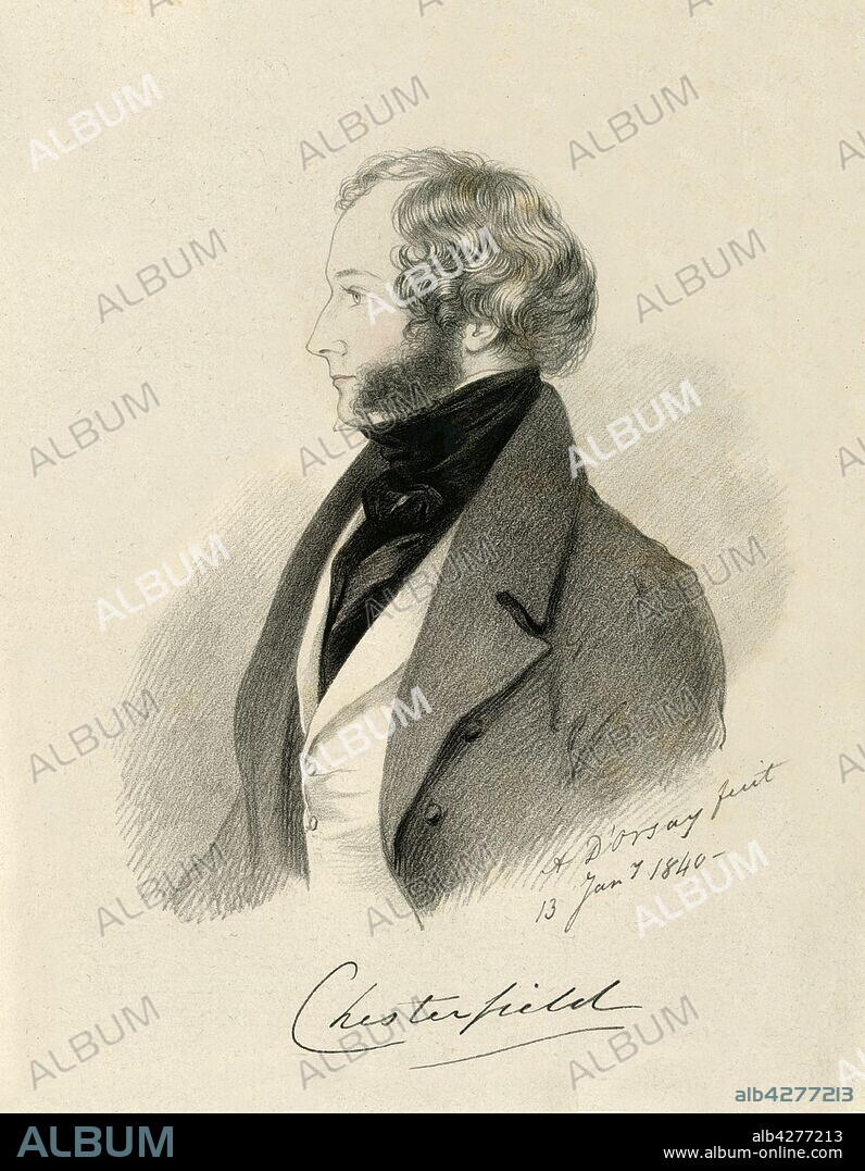 RICHARD JAMES LANE. 'Chesterfield', 1840. Portrait of George Stanhope, 6th Earl of Chesterfield (1805-1866), British Conservative politician and race horse owner. From "Portraits by Count D'Orsay", an album assembled by Lady Georgiana Codrington. [1850s].
