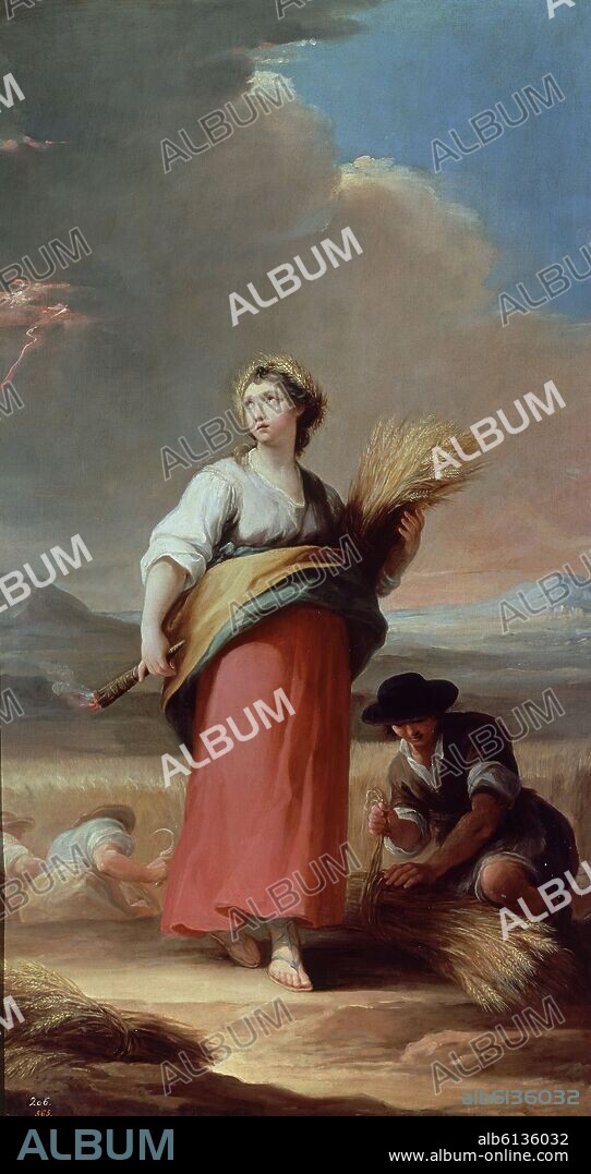 MARIANO SALVADOR MAELLA. EL VERANO - 1792 - OLEO/LIENZO - 144x79 cm - NP 2498 - ESCUELA ESPAÑOLA.