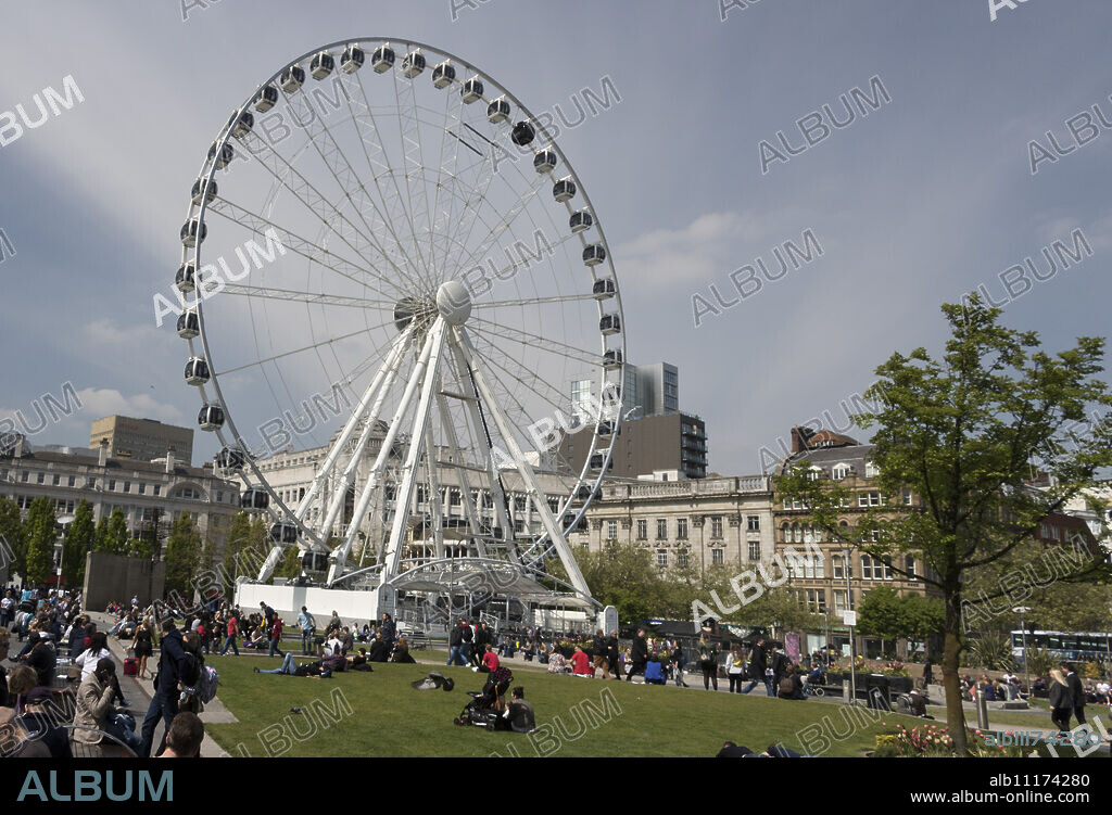 The Wheel of Manchester, Piccadilly Gardens, Manchester, England, United Kingdom, Europe.