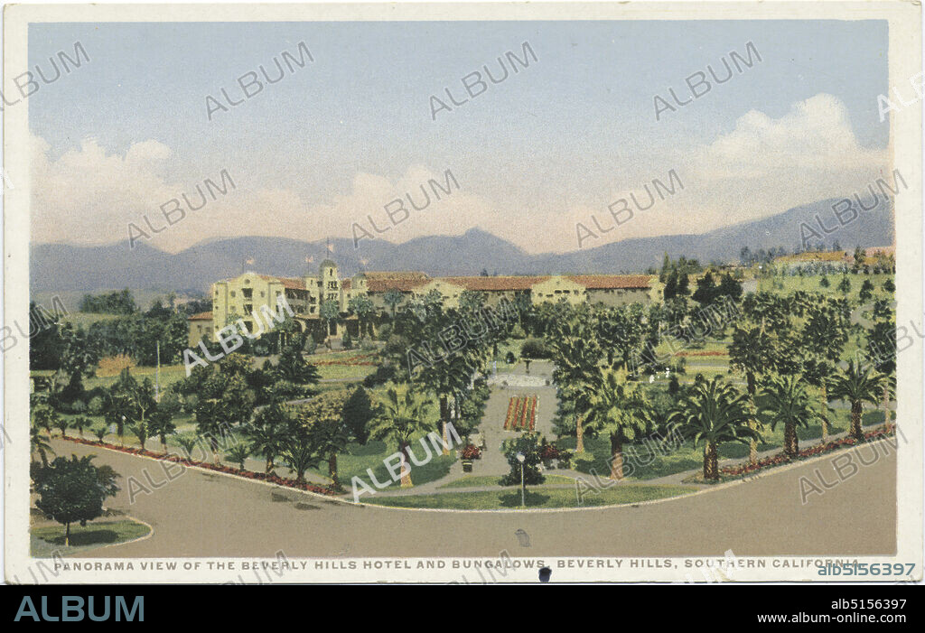 Panorama View of the Beverly Hills Hotel and Bungalows, Beverly Hills, Southern California, still image, Postcards, 1898 - 1931.