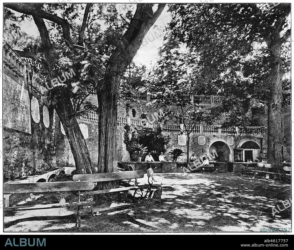 Barcelona. Merendero de la Font del Gat en los Jardines de Laribal en Montjuich. Años 1910.