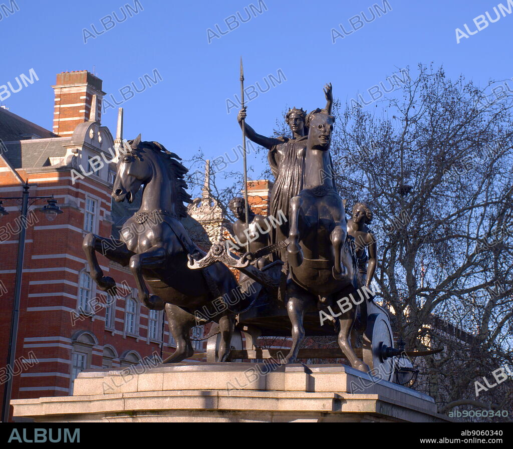 Thomas Thornycroft's statue of Boadicea and her Daughters in London.. Boudica or Boudicca was a queen of the British Celtic Iceni tribe, who led an uprising against the occupying forces of the Roman Empire in AD 60 or 61, and died shortly after its failure, having supposedly poisoned herself. She is considered a British folk hero.