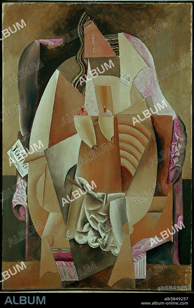 PABLO PICASSO. Woman in undershirt in an armchair, Paris, autumn 1913. Oil on canvas,150 x 99,5 cm.
