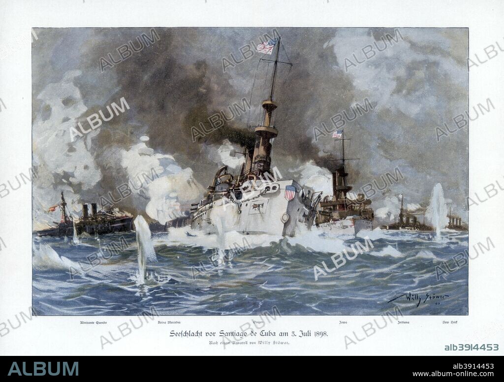Battle of Santiago de Cuba, 3 July 1898 (1900). The largest naval engagement of the Spanish-American War, the Battle of Santiago de Cuba was a decisive American victory resulting in the total destruction of the Spanish fleet in the Caribbean.