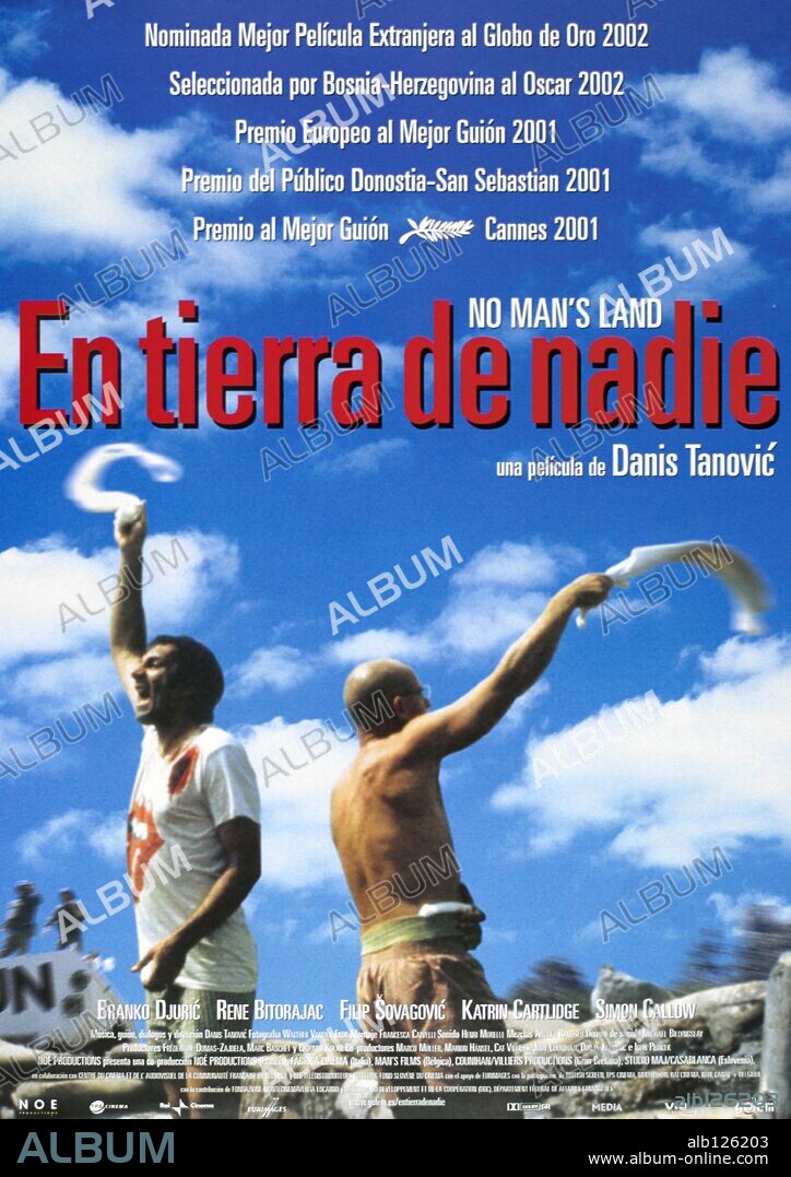 Poster de EN TIERRA DE NADIE, 2001 (NO MAN'S LAND), dirigida por DANIS TANOVIC. Copyright STUDIO MAJ/CASABLANCA/NOE PRODUCTION/FABRICA CINEMA/MAN'S FI.