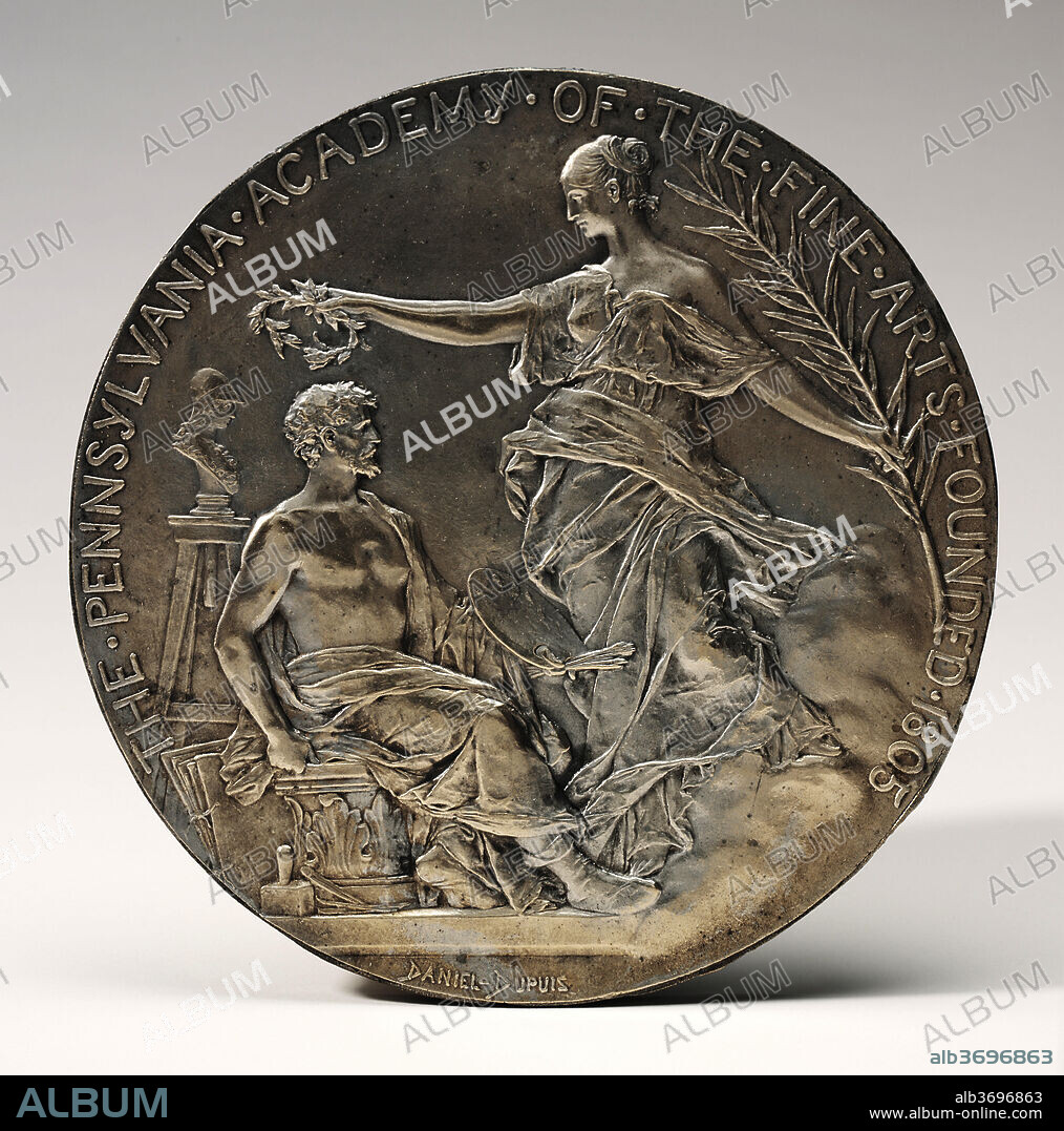 JEAN-BAPTISTE DANIEL-DUPUIS. Medallion for the Pennsylvania Academy of the Fine Arts. Dated: probably 1893. Dimensions: overall (diameter): 27.7 cm (10 7/8 in.). Medium: high tin-content bronze.