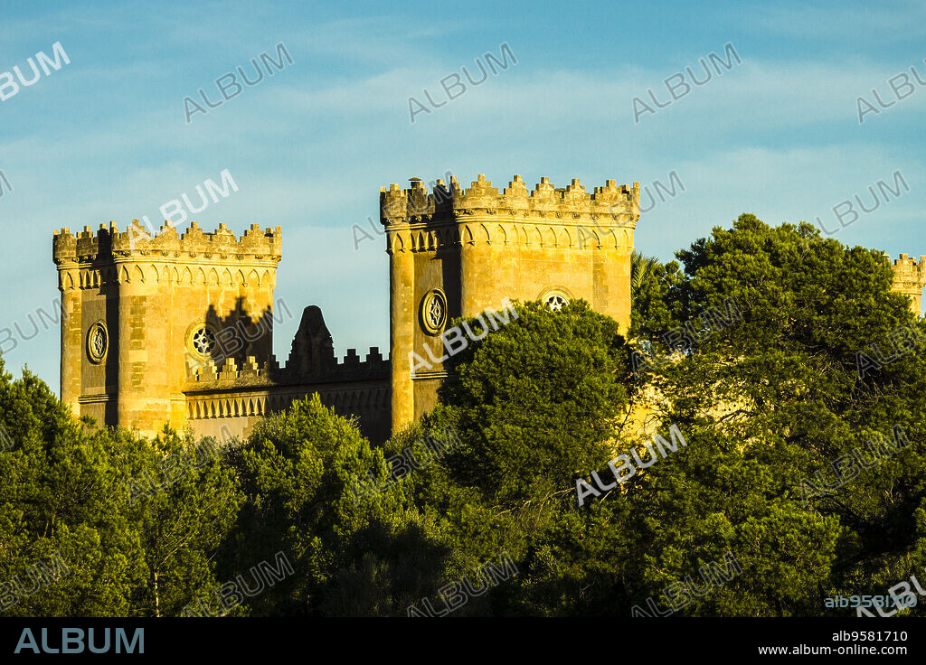 Bendinat Castle, nineteenth century by the Marquis de la Romana following the Gothic style, Bendinat, Calvia, Mallorca, Balearic Islands, Spain.