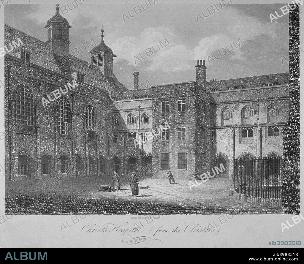 Christ's Hospital from the cloisters, City of London, 1805.