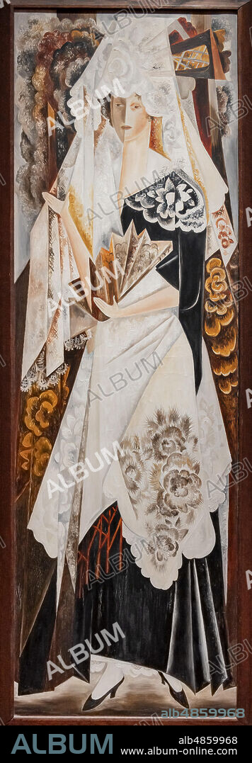 Natalia Goncharova: "Spanish Woman", 1923-6. Oil painting on canvas. Detail.