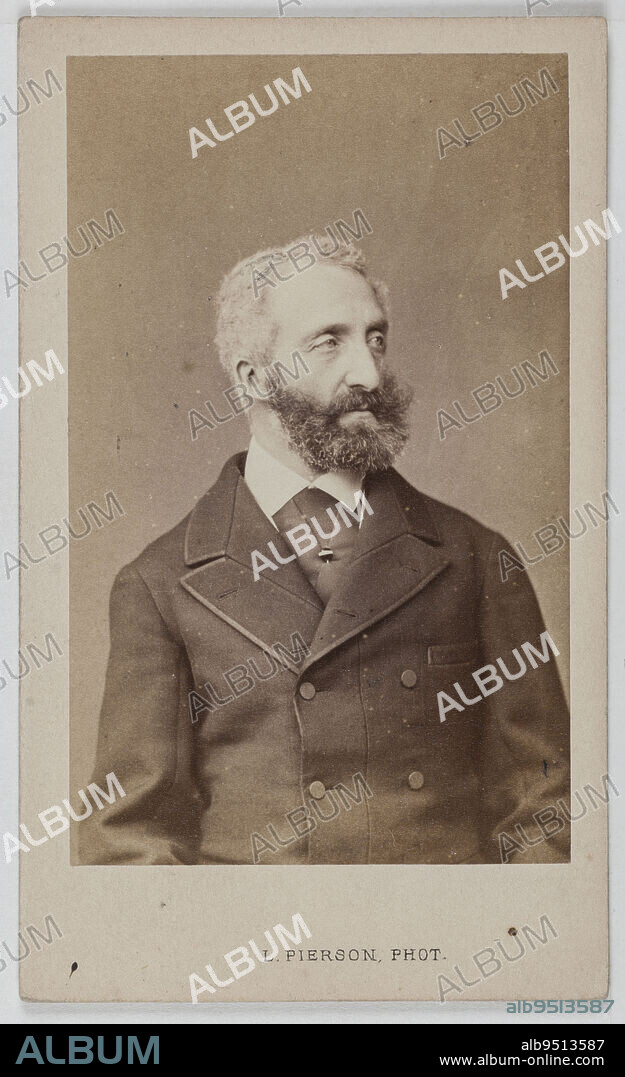 Portrait of Louis Charles d'Orléans (1814-1896), Duke of Nemours, second son of King Louis-Philippe and Lieutenant General, Pierson, Louis or Pierre-Louis, Photographer, Between 1860 and 1890, 2nd half of the 19th century, Graphic Arts, Photography, Albumen print, Height: 8.7 cm, Width: 5.4 cm.
