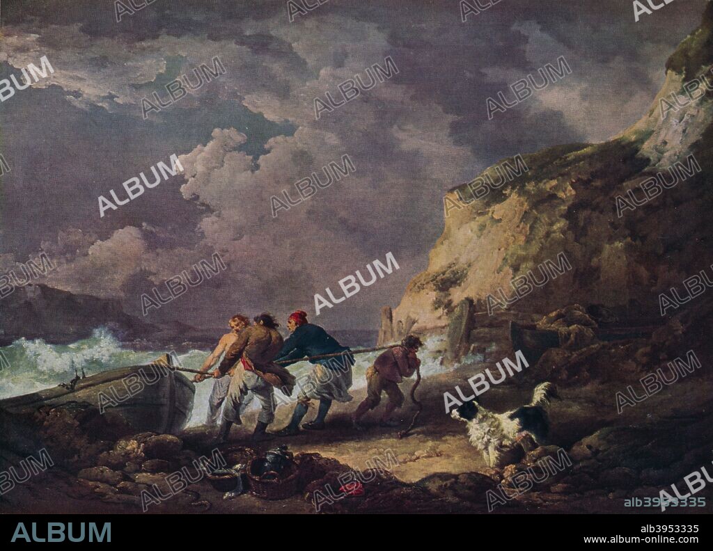 'Seashore: Fishermen Hauling in a Boat', 1791. Painting held at the Victoria & Albert Museum, London. From The Connoisseur Volume LXXXIII, edited by C. Reginald Grundy. [The Connoisseur Ltd, London, 1929].