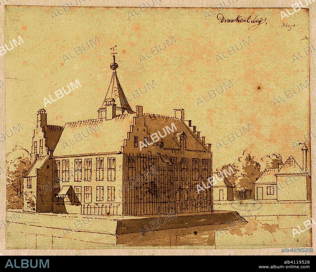 Castle Drakenburg near Baarn. Draughtsman: Cornelis Pronk (possibly). Dating: 1701 - 1759. Measurements: h 150 mm × w 189 mm.