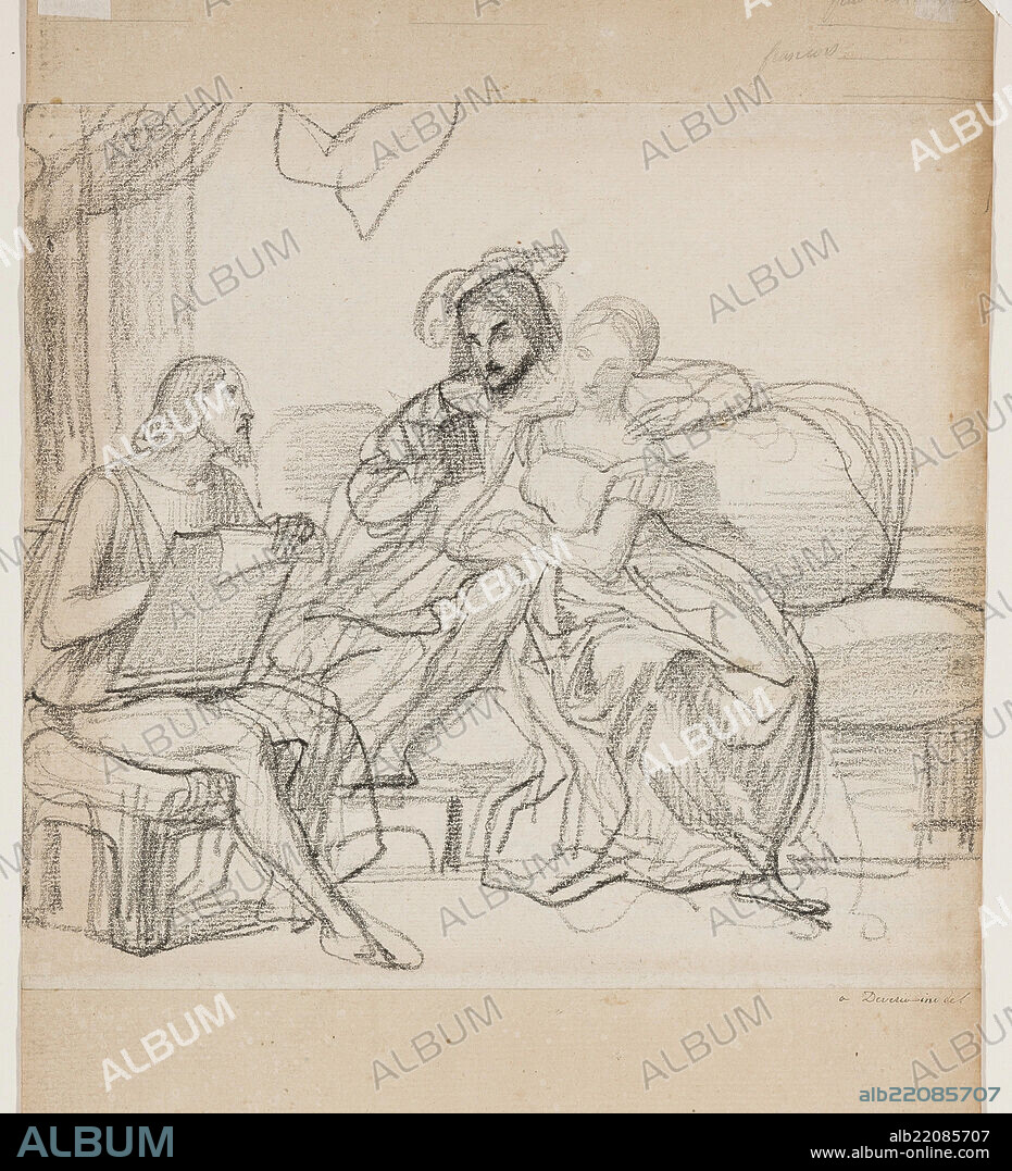 ACHILLE DEVERIA. Leonardo da Vinci and Francis I, between 1800 and 1857.