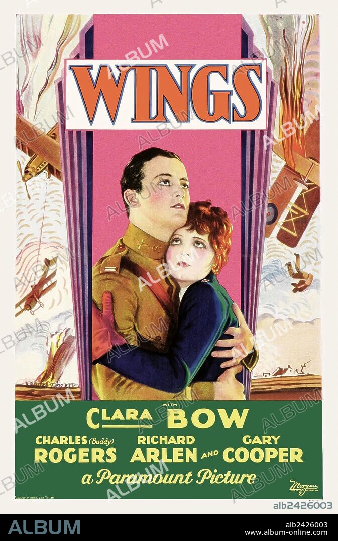 Poster de ALAS, 1927 (WINGS), dirigida por WILLIAM A. WELLMAN. Copyright PARAMOUNT PICTURES.