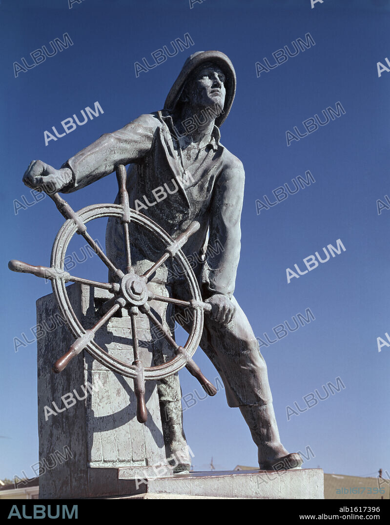 ARTIST UNKNOWN. USA, Massachusetts, Gloucester, Fisherman's Memorial by Leonard Craske, 1925, bronze, 1882-1950.