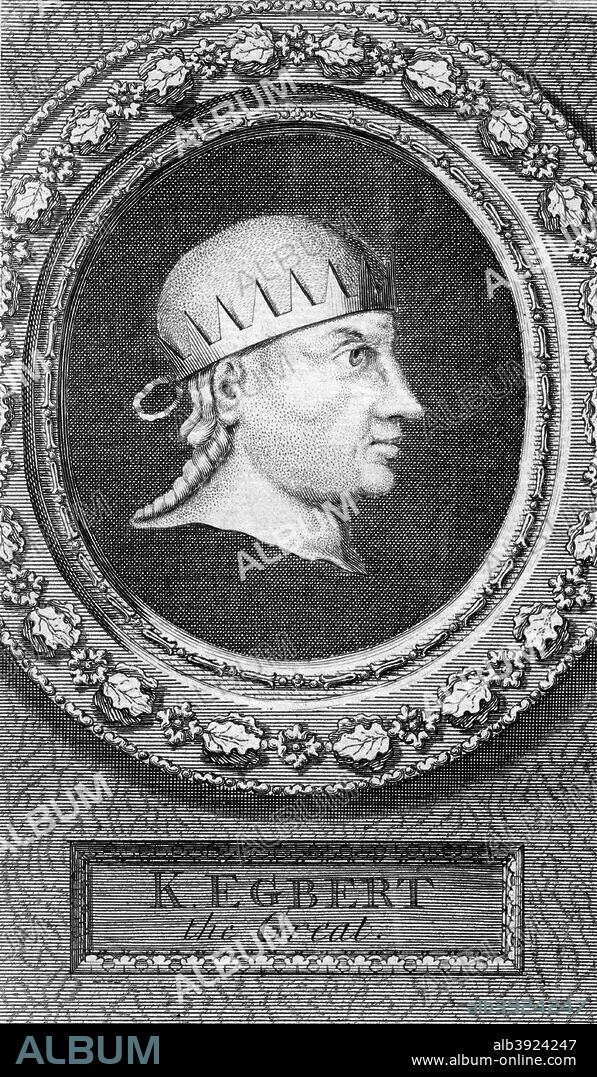 King Egbert of Wessex, first king of all England. Egbert (c770-839) ruled Wessex from 802. His reign saw Wessex overtake Mercia as the dominant Anglo-Saxon kingdom and as a consequence he is regarded as the first King of England although the title was not used until the reign of his grandson, Alfred the Great.