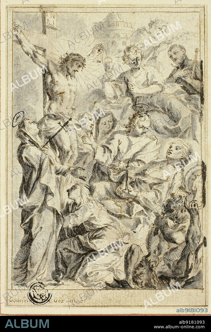 GOTTFRIED BERNHARD GÖZ. Dying Man Being Consoled by Christ on the Cross, Virgin and Saints, n.d.