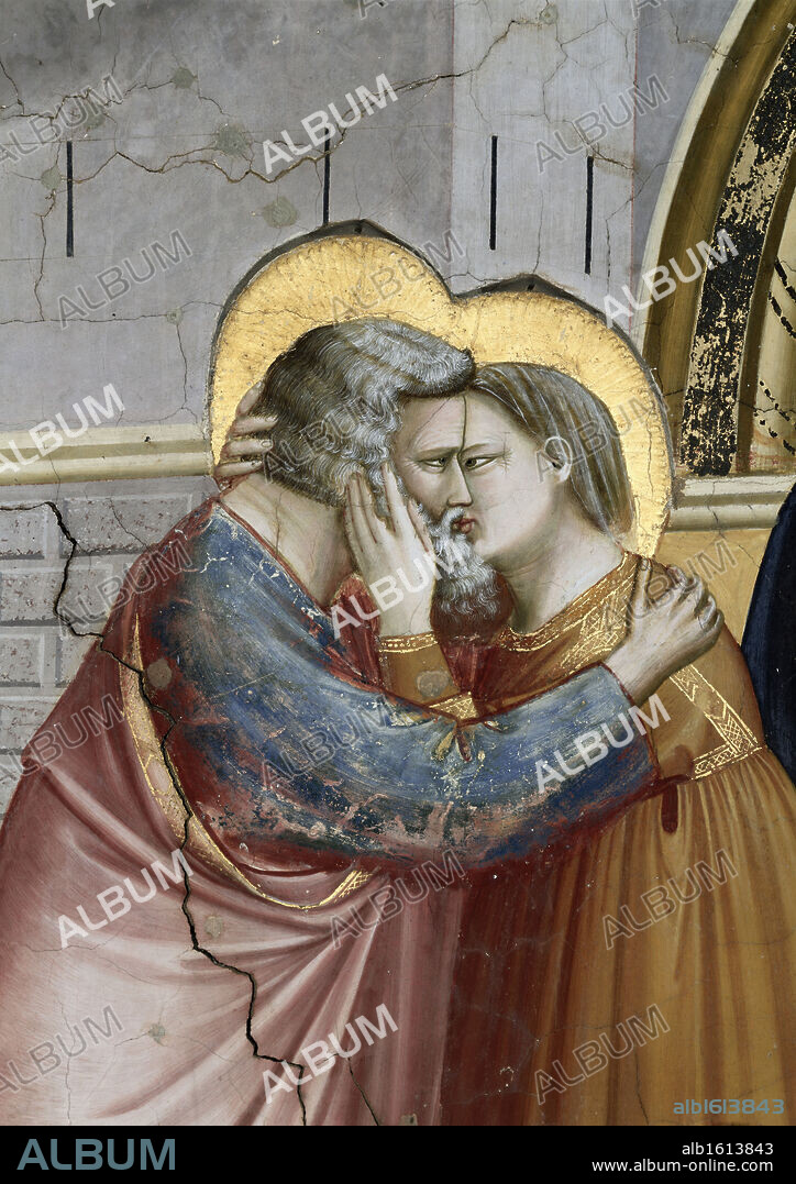 GIOTTO DI BONDONE. Meeting at the Golden Gate - Detail   Giotto (ca.1266-1337 Italian)  Fresco  Capella Scrovegni, Padua, Italy.