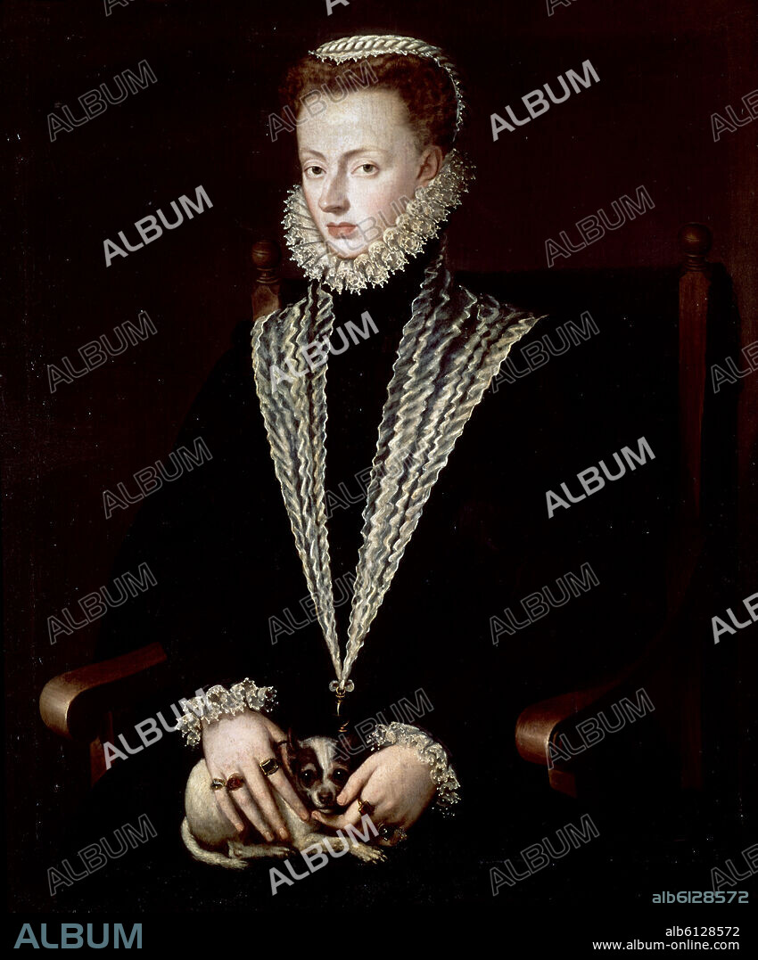 ALONSO SANCHEZ COELLO (1531-1588). JUANA DE AUSTRIA (1535-1573) HIJA DE CARLOS V Y DE ISABEL DE PORTUGAL - SIGLO XVI - RENACIMIENTO ESPAÑOL.
