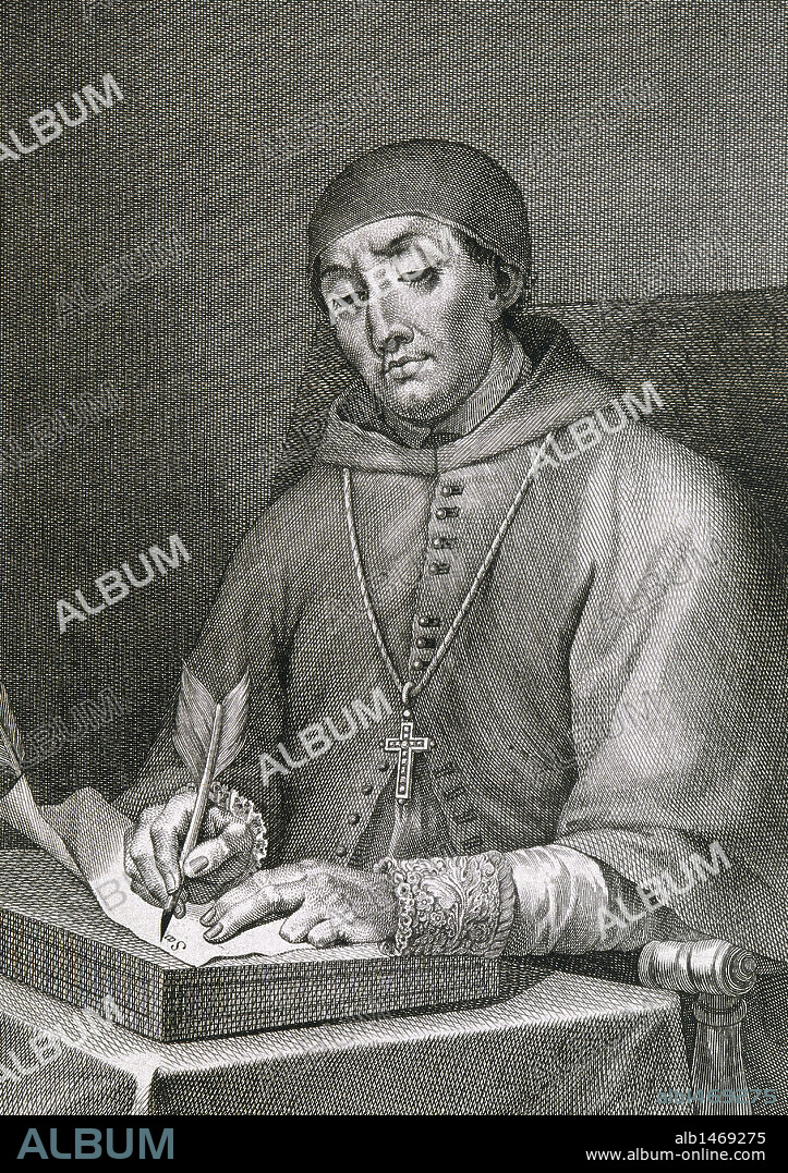 ALONSO DE MADRIGAL ("EL TOSTADO") (1400-? 1455). Escritor y eclesiástico español. Participó en el Concilio de Basilea. Obispo de Avila (1499). Grabado.
