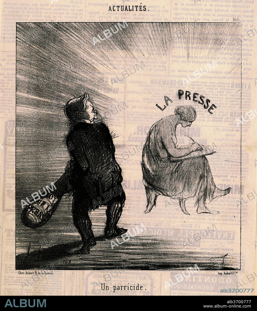HONORE DAUMIER. Un parricide. Dated: 19th century. Medium: lithograph.