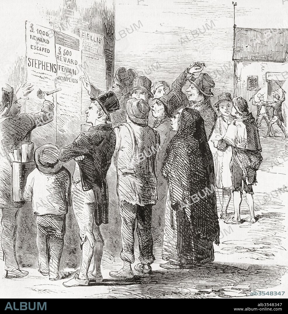 Members of the Fenian Brotherhood and Irish Republican Brotherhood, Dublin, Ireland in the late 19th century. From L'Univers Illustre, published 1866.