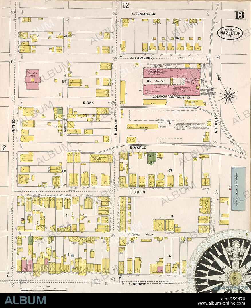 Image 23 of Sanborn Fire Insurance Map from Mexico City, Federal District, Distrito Federal. 1905. 25 Sheet(s). Includes 9 skeleton maps, America, street map with a Nineteenth Century compass.