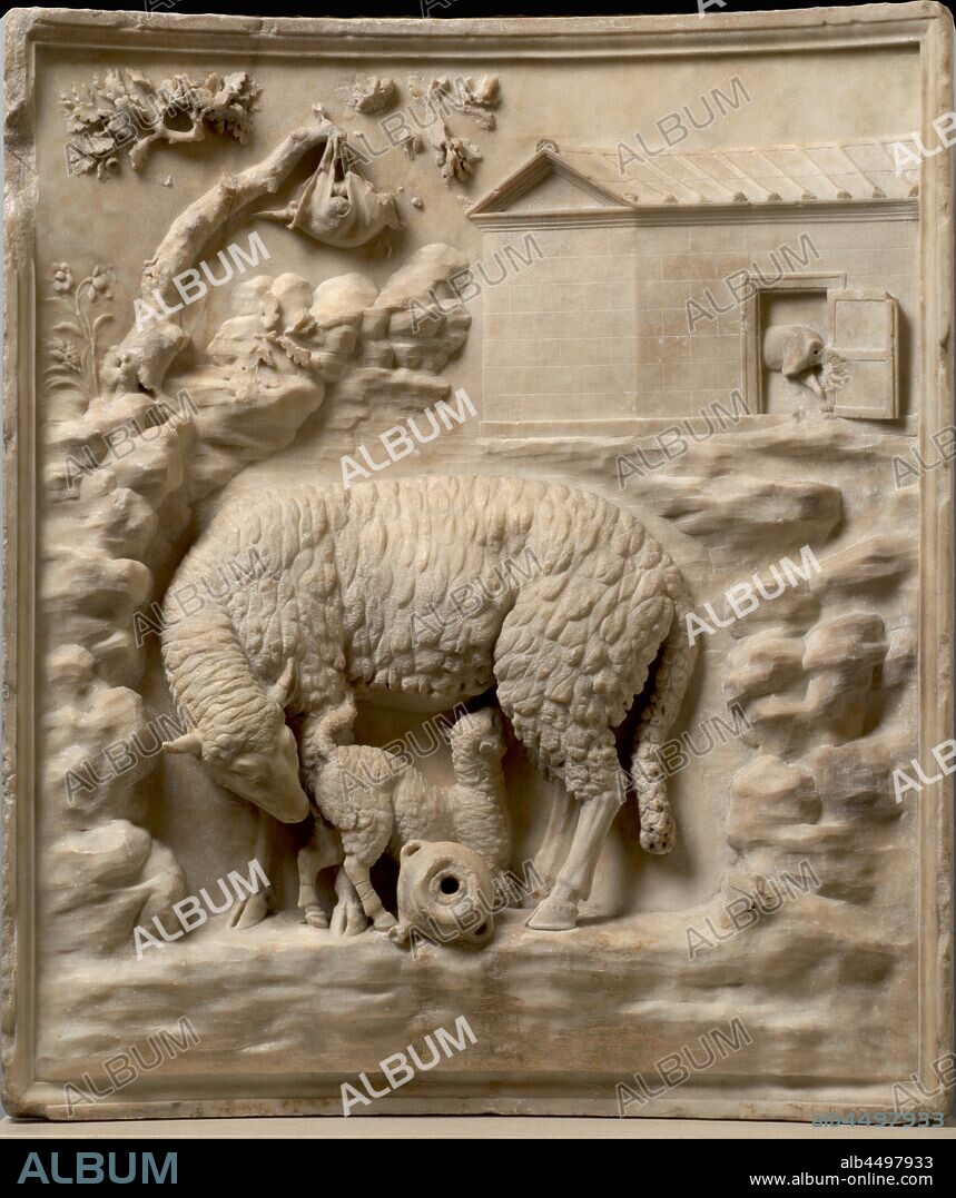 CLASSICAL SCULPTURE ART OF ANCIENT ROME. Grimani Relief: A sheep with her lamb.