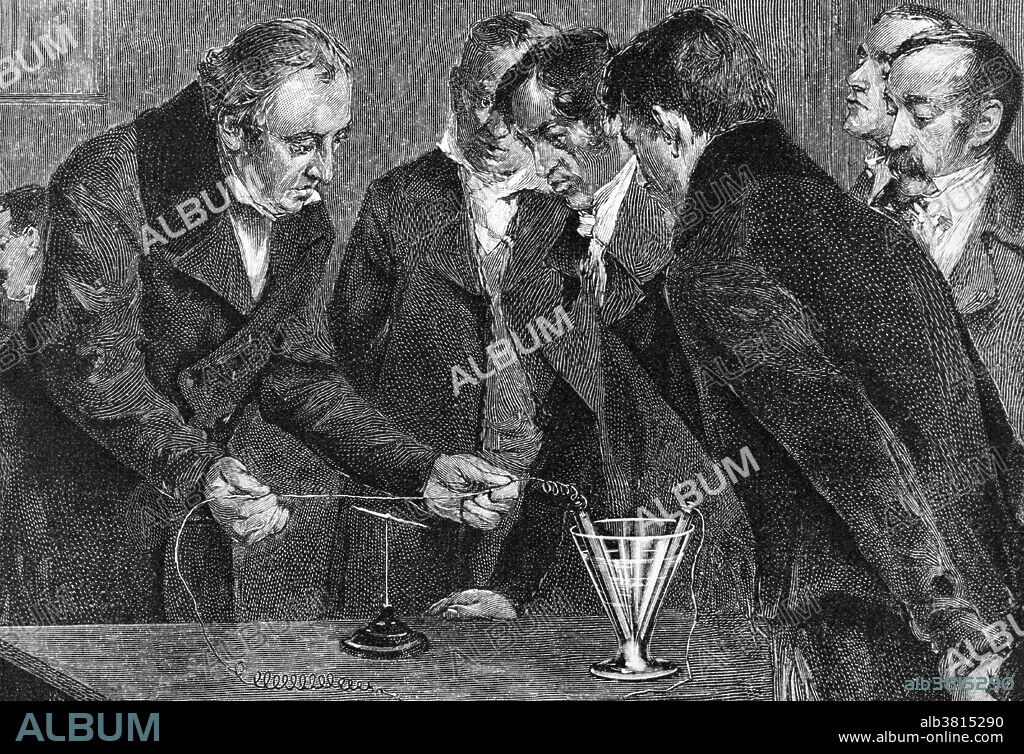 Danish scientist Hans Christian Oersted (1777-1851), discovering electromagnetism, magnetism produced by an electric charge in motion.