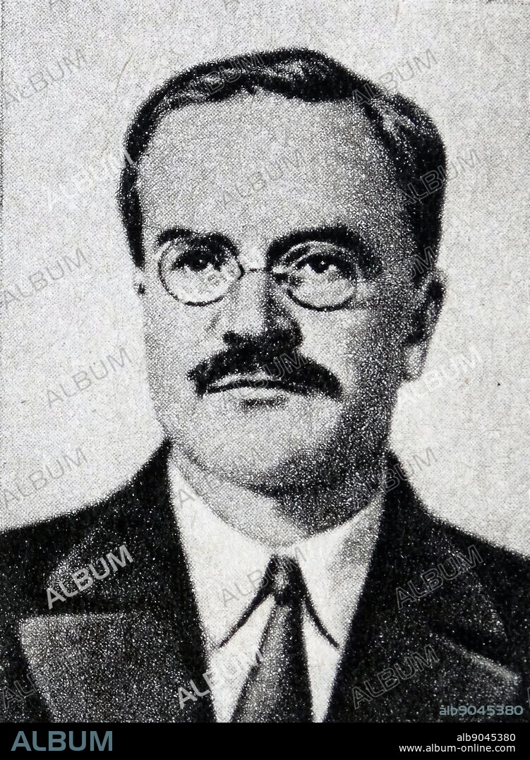 Vyacheslav Mikhailovich Molotov (1890 - 1986) Soviet politician and diplomat, an Old Bolshevik, and a leading figure in the Soviet government from the 1920s, when he rose to power as a protege of Joseph Stalin. Molotov served as Chairman of the Council of People's Commissars from 1930 to 1941, and as Minister of Foreign Affairs from 1939 to 1949 and from 1953 to 1956.