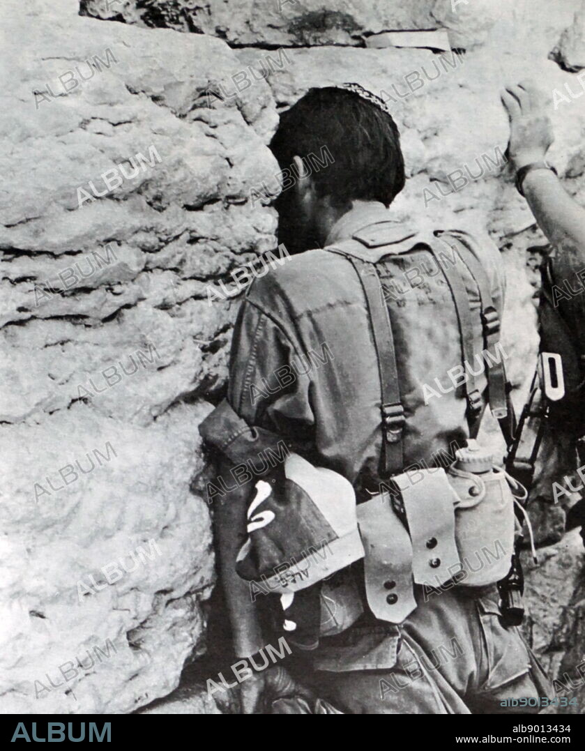 Israeli soldier praying at the Western Wall after Israeli forces seized East Jerusalem, during the Six Day War 1967.