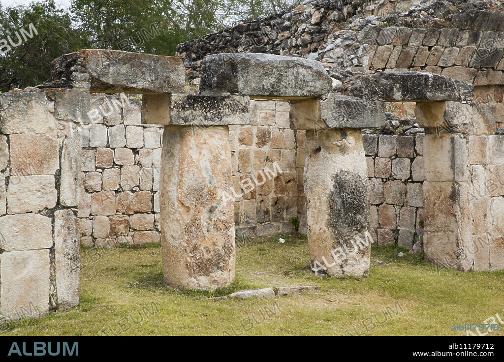 Palace (Teocalli), Kabah Archaeological Site, Mayan Ruins, Puuc style, Yucatan, Mexico, North America.