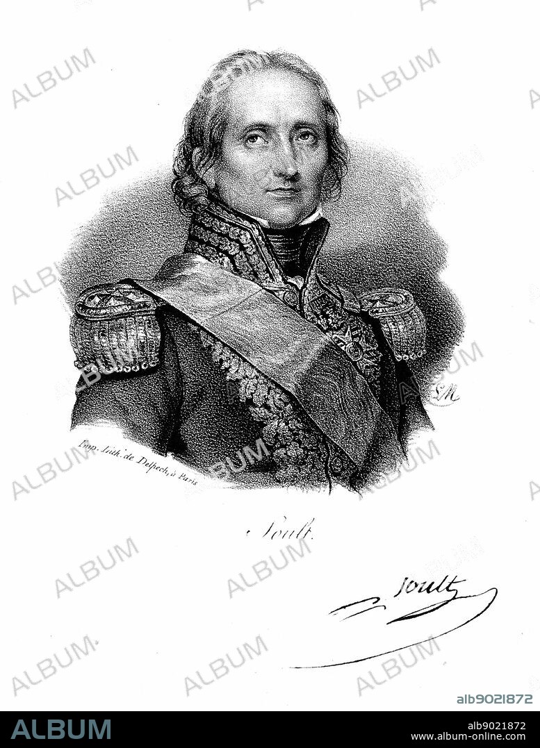 Nicolas Jean de Dieu Soult (1769-1851) French soldier; created Marshal of France by Napoleon 1804; French commander in Spain and Portugal. Lithograph c1830.
