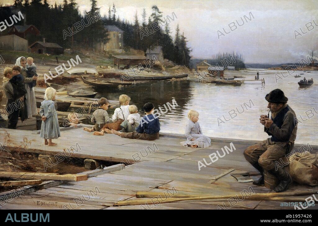 Albert Edelfelt (1854-1905). Finnish painter. Summer evening at Hammar's repair yard, 1885. National Museum of Art. Copenhagen. Denmark.
