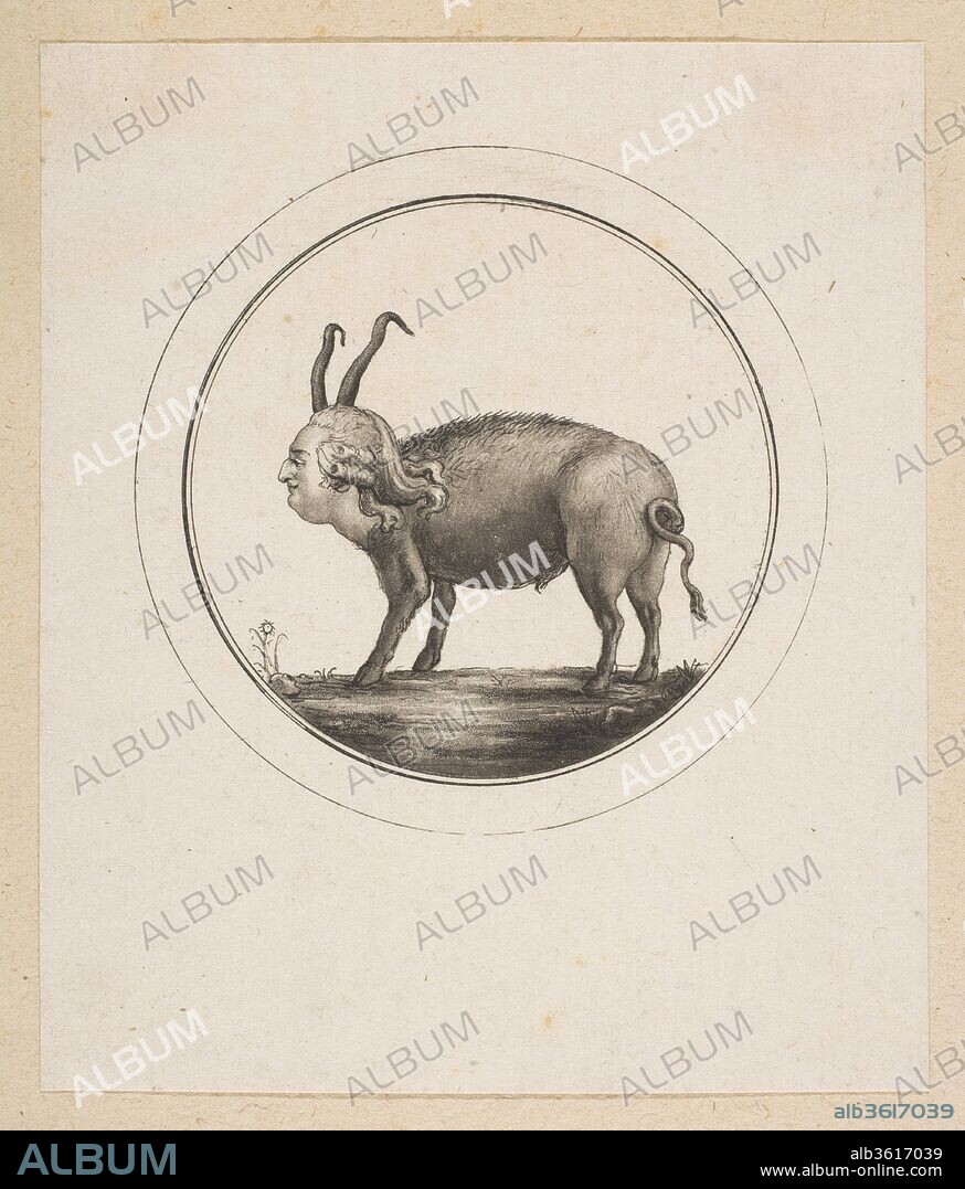 Caricature Showing Louis XVI as a Ram. Artist: Anonymous, French, 18th century. Dimensions: sheet: 4 1/2 x 3 7/8 in. (11.5 x 9.8 cm). Date: 18th century.