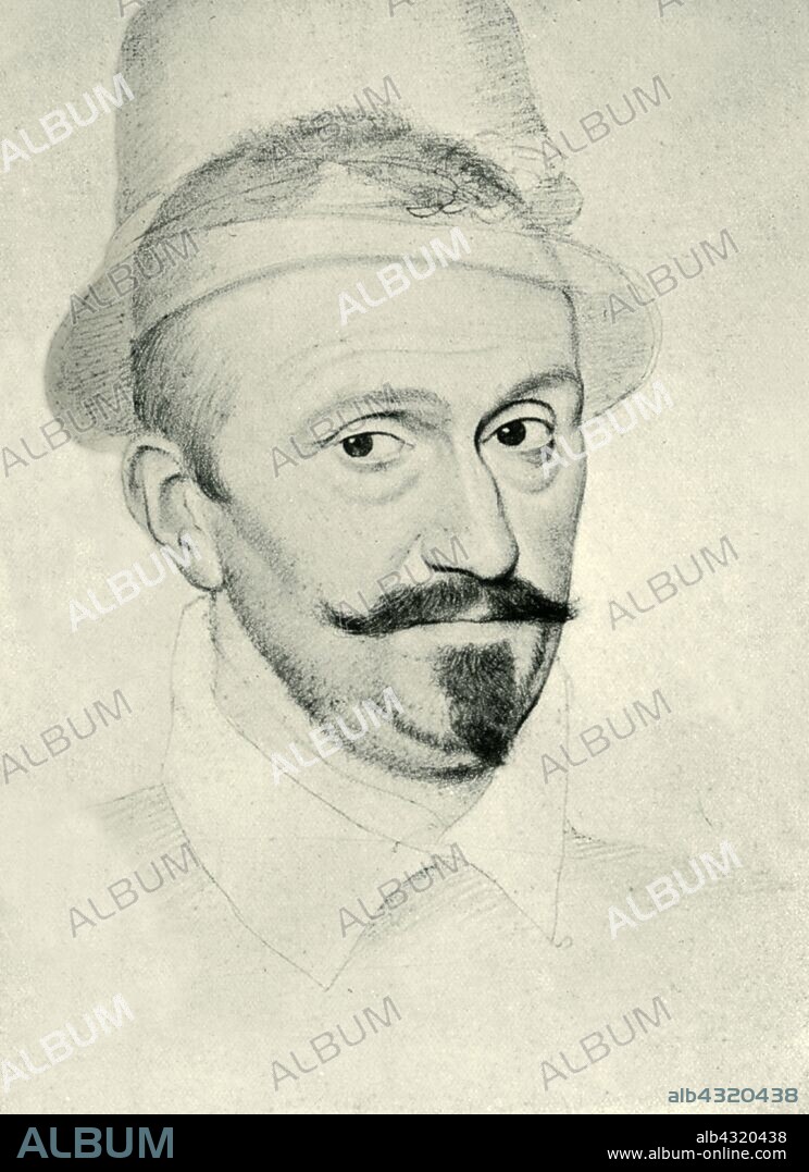 'Monsieur de Ragny', François de la Madeleine, 1587, (1907). Portrait of French nobleman François de la Madeleine, marquis de Ragny (1543-1626), field marshal and governor of the Nivernais. After a drawing of 1587 by François Quesnel in the Bibliothèque nationale de France, Paris. From "Exposition de Portraits, peints et dessinés", (Exhibition of painted and drawn portraits), catalogue of the Bibliothèque Nationale, April-June 1907. [Librairie Centrale Des Beaux-Arts, Paris, 1907].