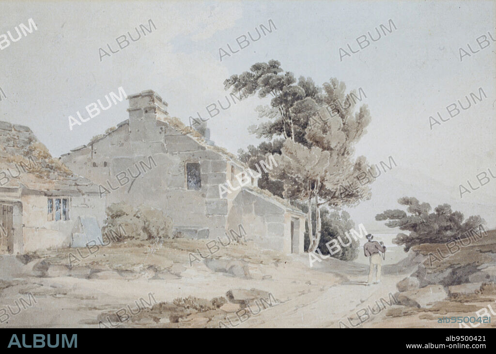 Landscape with Houses, late 18th-early 19th century, Paul Sandby Munn, English, 1773 - 1845, 8 1/8 x 12 3/4 in. (20.64 x 32.39 cm) (sheet), Watercolor over graphite, England, 18th-19th century.
