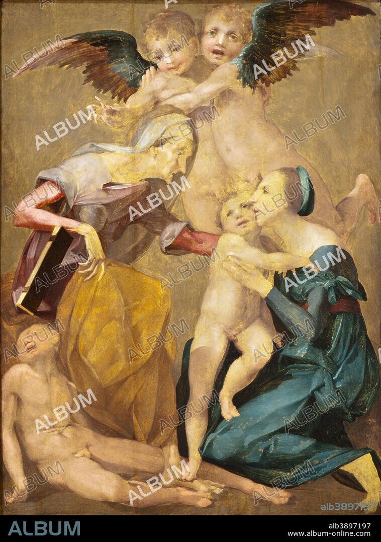 ROSSO FIORENTINO (GIOVANNI BATTISTA DI JACOPO). Allegory of Salvation with the Virgin and Christ Child, St. Elizabeth, the Young St. John the Baptist. Date/Period: Ca. 1521. Painting. Oil on panel. Height: 1,612.90 mm (63.50 in); Width: 1,193.80 mm (47 in).