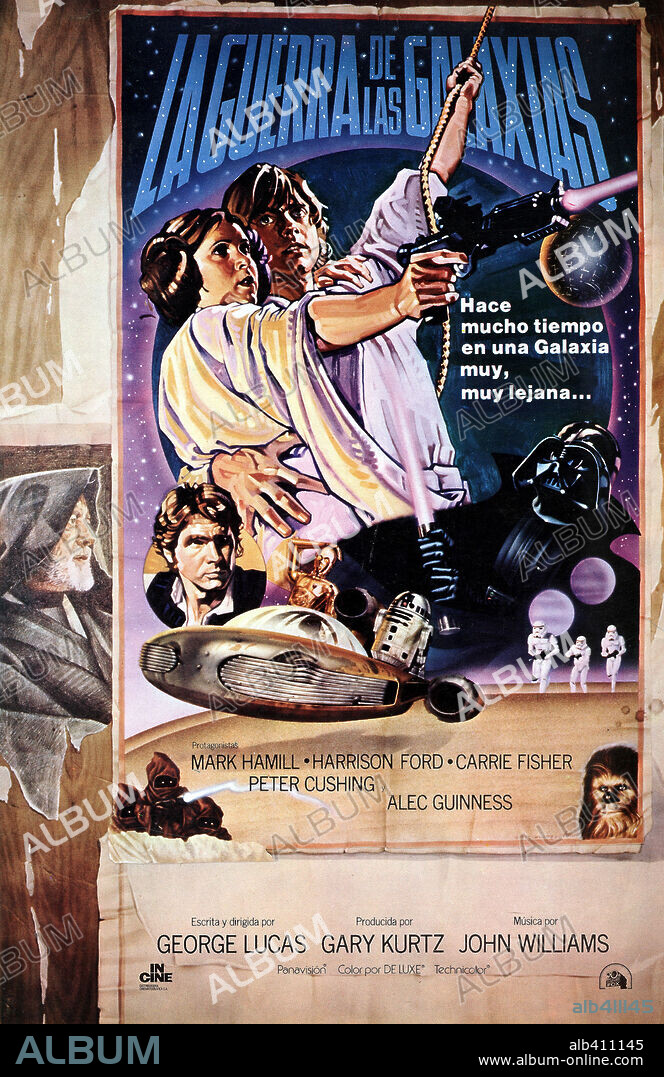 Poster de STAR WARS: EPISODIO IV-UNA NUEVA ESPERANZA, 1977 (STAR WARS: EPISODE IV-A NEW HOPE), dirigida por GEORGE LUCAS. Copyright LUCASFILM/20TH CENTURY FOX.