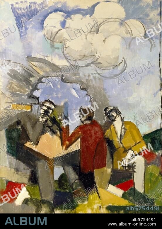 ROGER DE LA FRESNAYE. La Fresnaye, Roger de ; 1885-1925. "La Conquête de l'Air (1ère esquisse) ", 1913. Huile sur toile, H. 0,94 ; L. 0,72. Collection Pierre Lévy, Troyes, Musée d'Art Moderne.