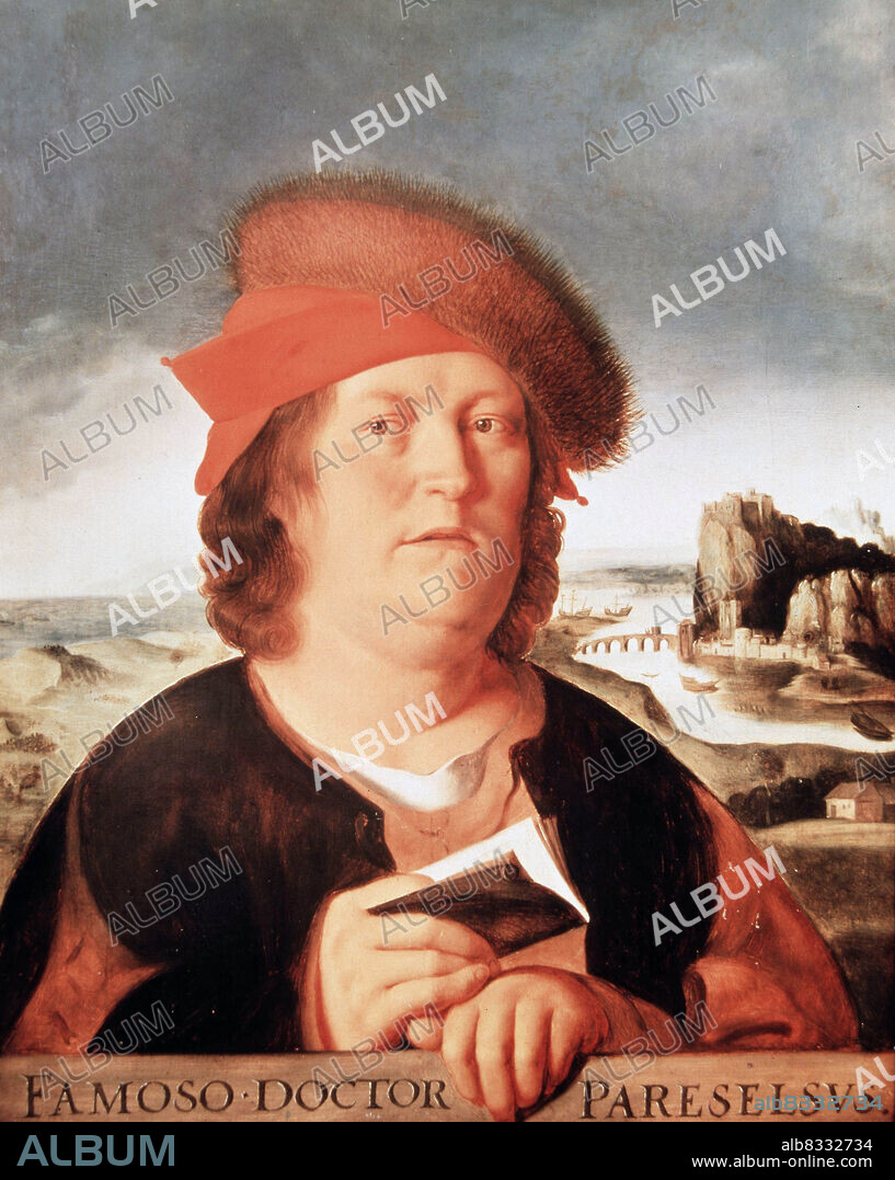 QUENTIN MASSYS (CA. 1466-1530). PARACELSO. TEOFRASTO BOMBAST VAN HOHENHAIM. ALQUIMISTA Y MEDICO SUIZO . 1493 - 1541. OLEO DE Q . METSYS. MUSEO DEL LOUVRE . PARIS.